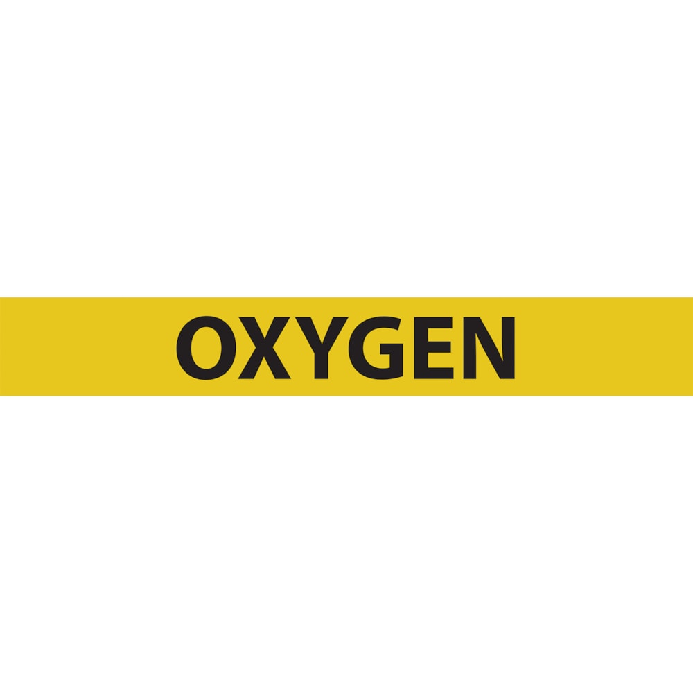 Oxygen Black Type on Yellow Label Pipe Marker, 25/Pack