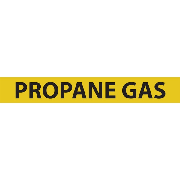 Propane Gas Black Type on Yellow Label Pipe Marker, 25/Pack
