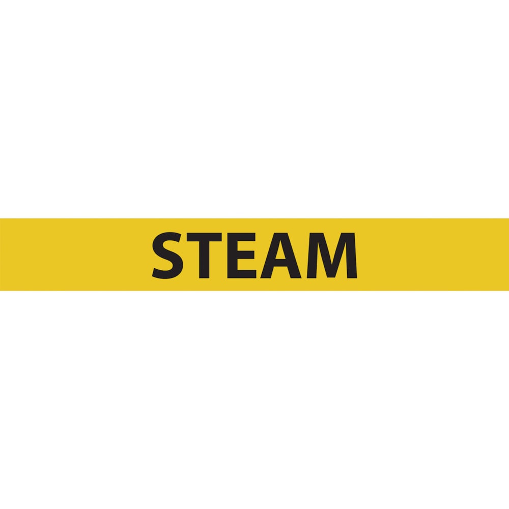 Steam Black Type on Yellow Label Pipe Marker, 25/Pack