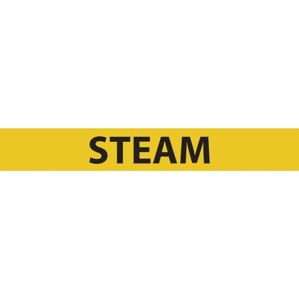 Steam Black Type on Yellow Label Pipe Marker, 25/Pack