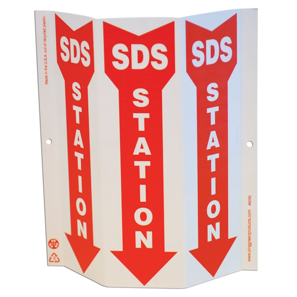 SDS Station with Arrow Tri-View Slim 3-Sided Recycled Projection Sign