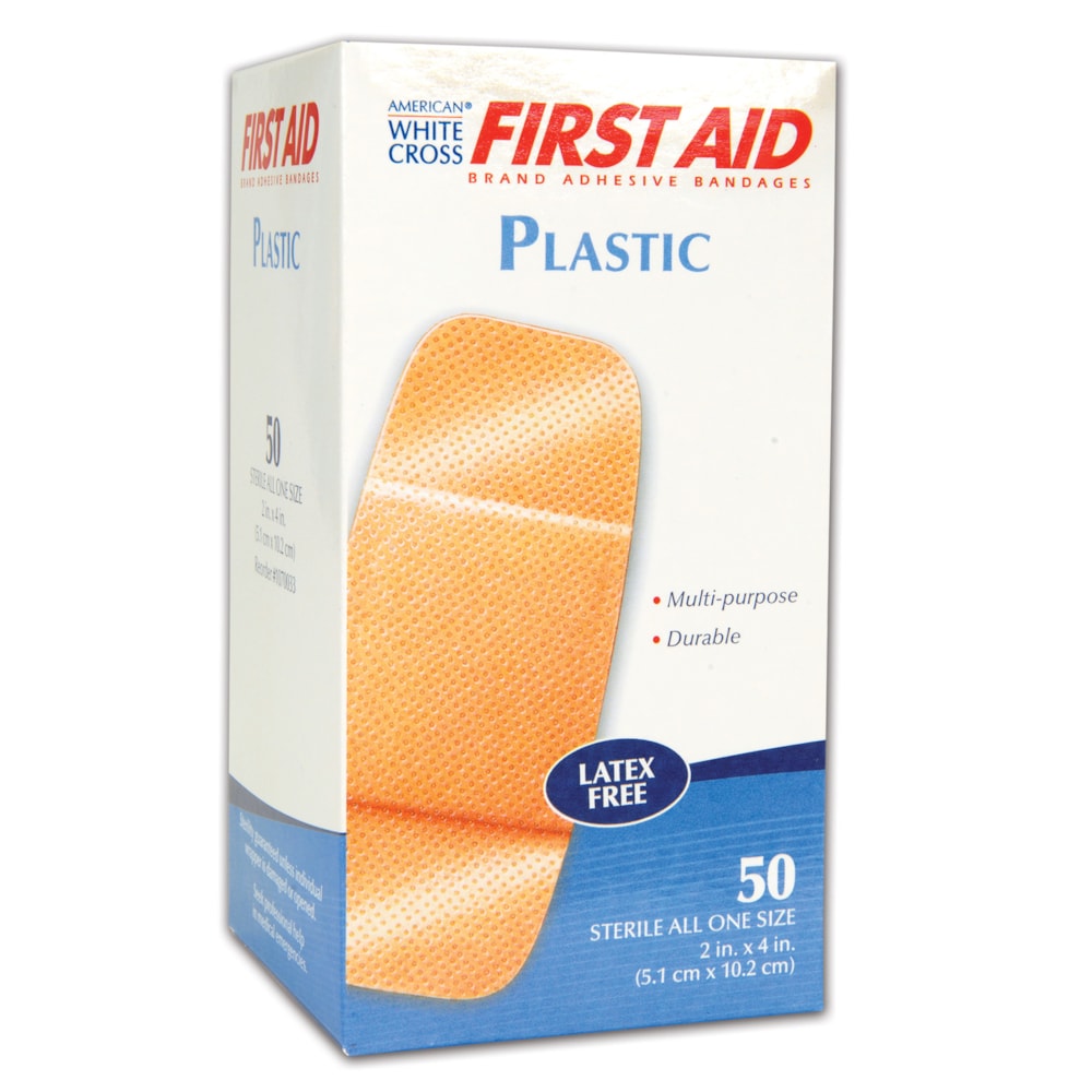 2" x 4.5" Plastic Adhesive First Aid Bandages, 50/Box