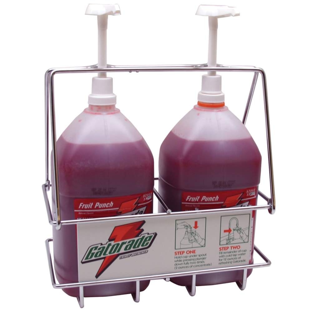 Double 1 gal. Liquid Concentrate Drink Dispenser Rack & Pumps