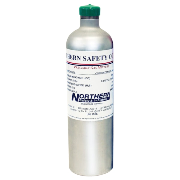 60 PPM/CO, 1.45% VOL Methane/LEL, 20 PPM/H2S, 15%/O2, Nitrogen Calibration Gas