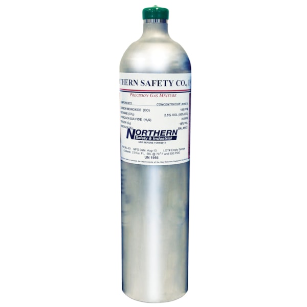 60 PPM/CO, 1.45% VOL Methane/LEL, 20 PPM/H2S, 15%/O2, Nitrogen Calibration Gas
