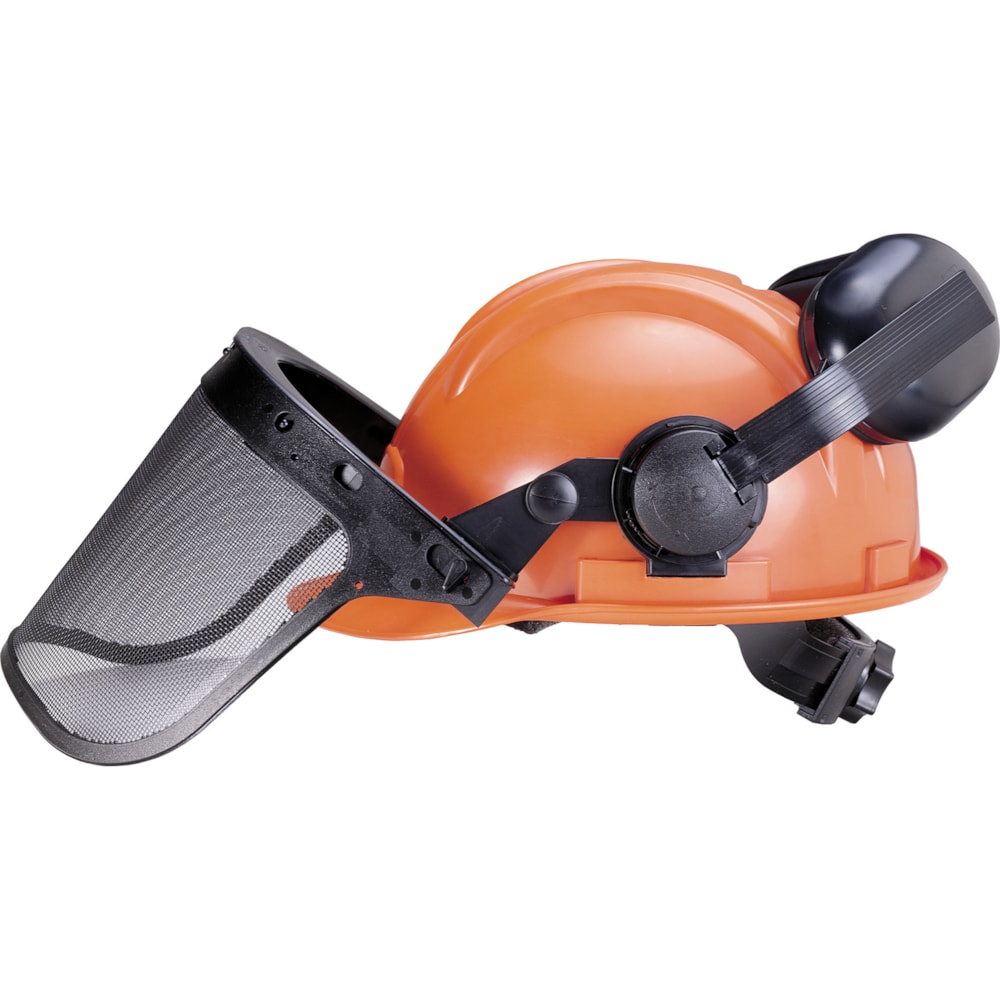 Woodsman Forestry System 6-Point Ratchet Suspension Hard Hat, Visor Carrier, Face Shield, & Ear Muffs