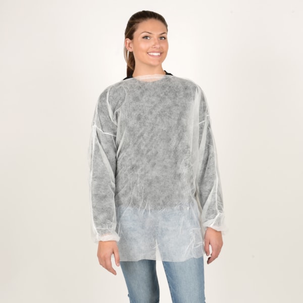 Disposable White Pullover Smock, 50/Case