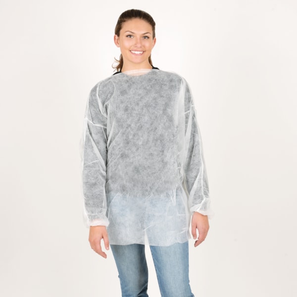 Disposable White Pullover Smock, 50/Case