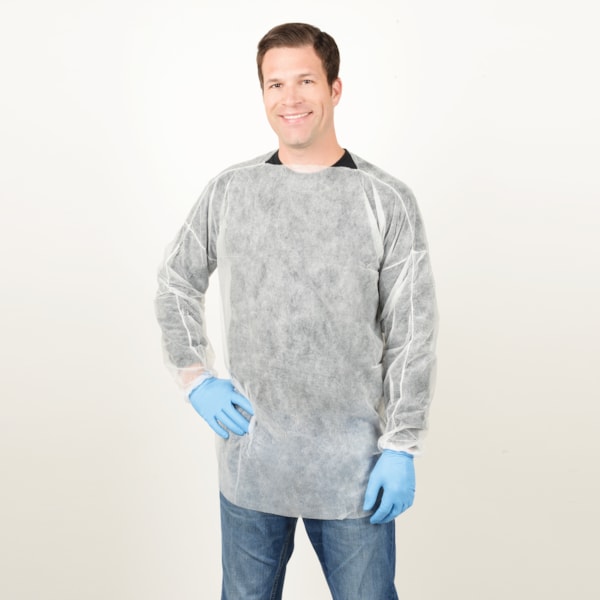 Disposable White Pullover Smock, 50/Case