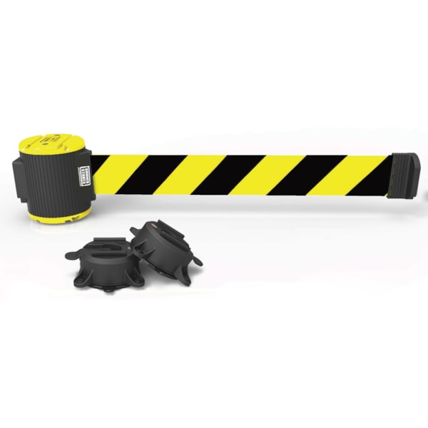 30' Yellow/Black Diagonal Stripe Magnetic Multi-Surface Wall Mount Barrier  