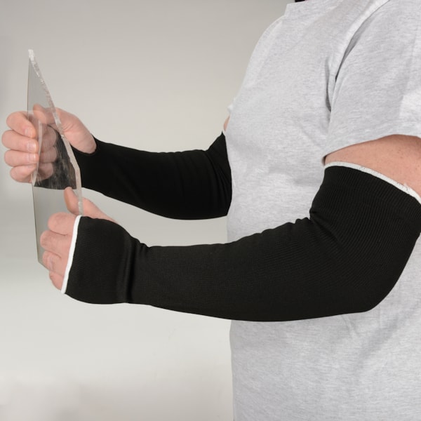 CutBan™ 18" Black Tapered Level 2 Cut Resistant Thumb Hole Sleeves 