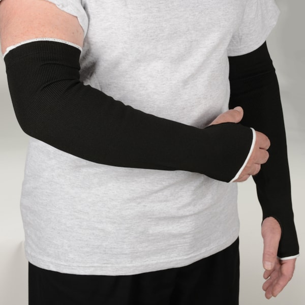 CutBan™ 18" Black Tapered Level 2 Cut Resistant Thumb Hole Sleeves 