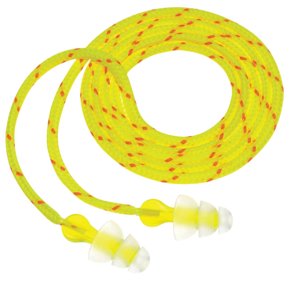 Tri-Flange™ Cloth Cord NRR 26 Reusable Ear Plugs, Pair