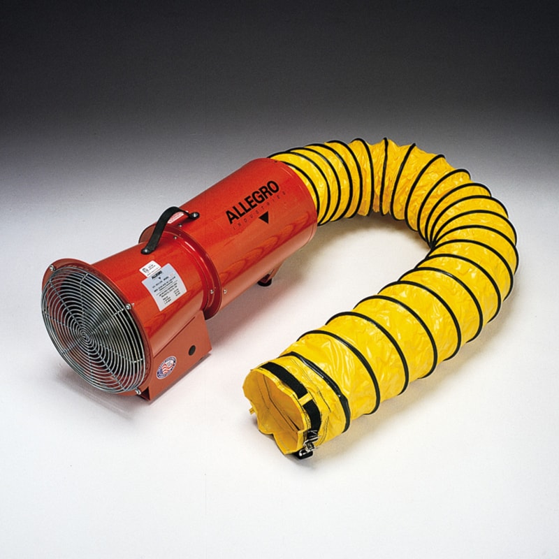 8" Explosion-Proof AC Axial Ventilation Blower, Canister, & 15' Duct Confined Space System