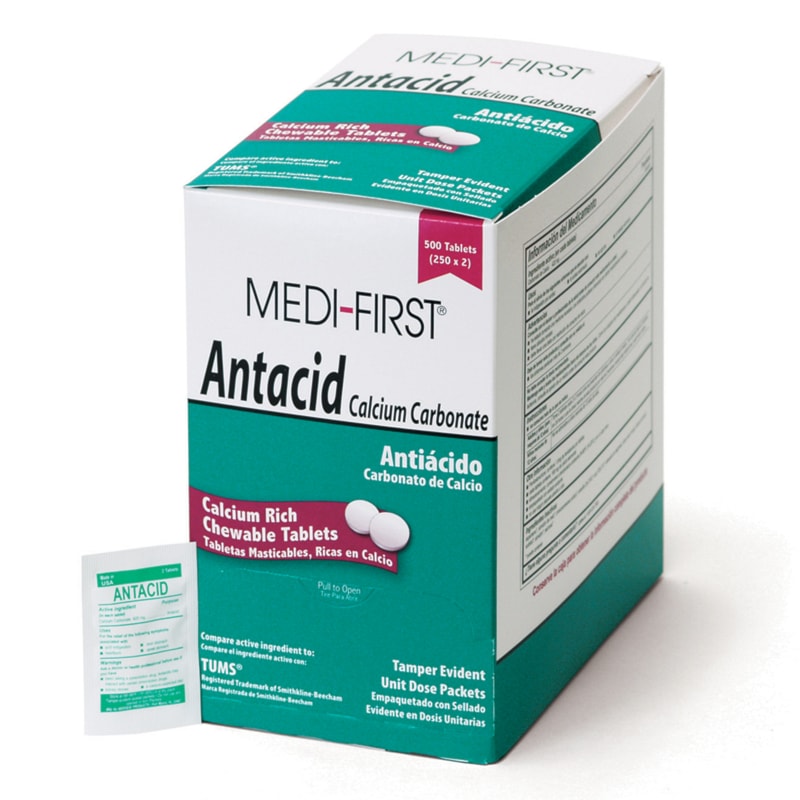 Chewable Mint Flavor Heartburn Relief Antacid Tablets, 500/Box (250/2's)