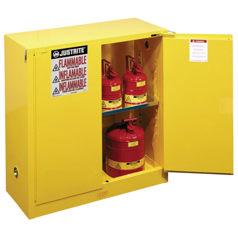 30 Gallon Yellow Storage Cabinet for Flammable Liquids & Safety Cans with Self-Closing Doors & 1 Shelf