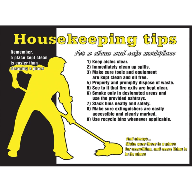 18"H x 24"W Housekeeping Tips Safety Poster