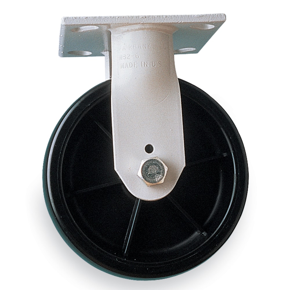 8" Medium Duty Rigid Caster, High Capacity Rubber Mold-On/Cast Iron