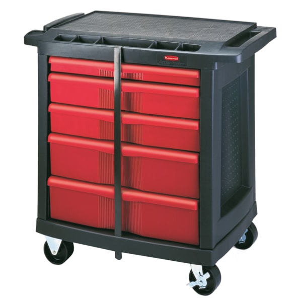 Mobile Work Center, 5 Drawers, 32.6"L x 19.8"W x 33.5"H, 250 lb Capacity
