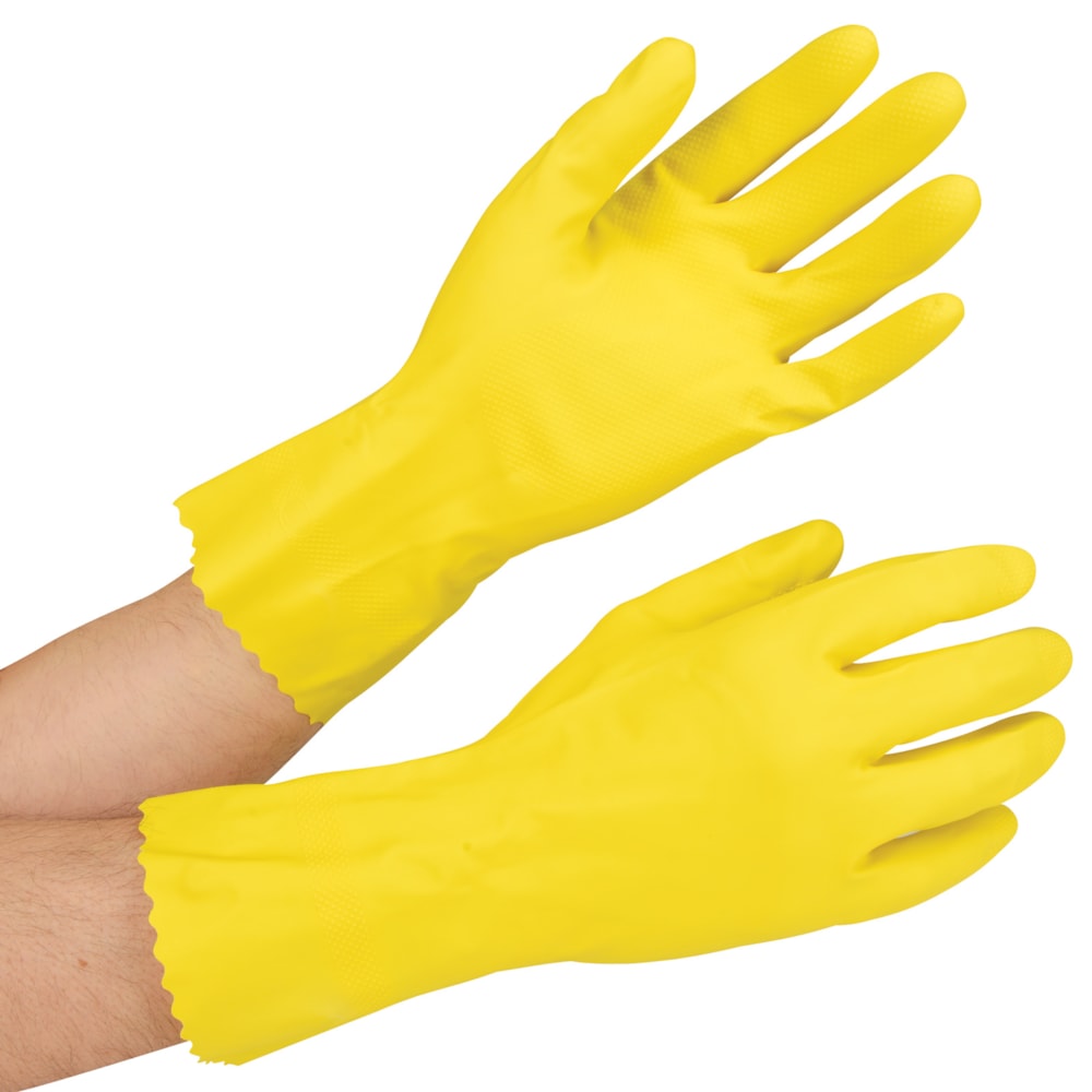 16 mil Flock Lined 12" Yellow Latex Gloves
