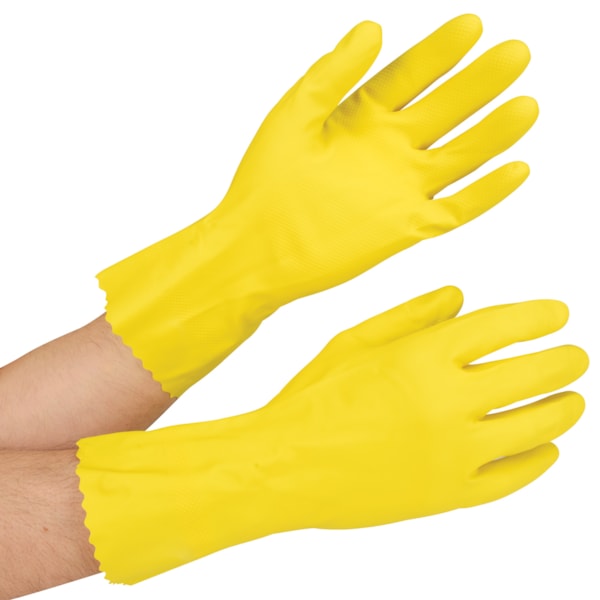 16 mil Flock Lined 12" Yellow Latex Gloves