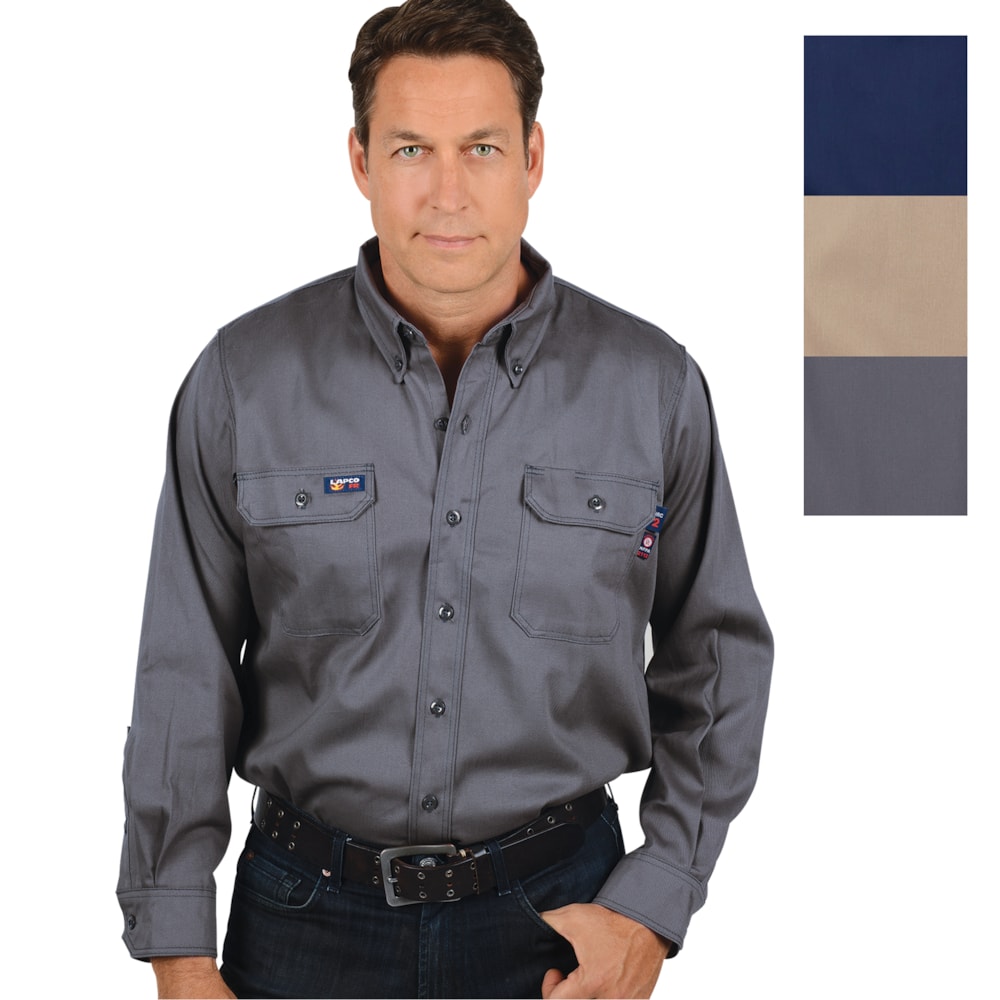 8.7 Cal 7 oz. Flame Resistant 100% Cotton Twill Men's FR Uniform Shirt