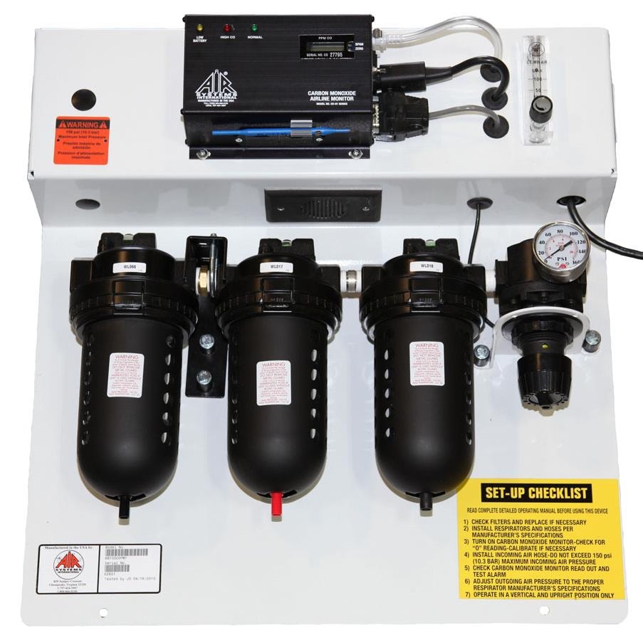 100 CFM Grade-D Breathing Air Panel, 4 Outlets