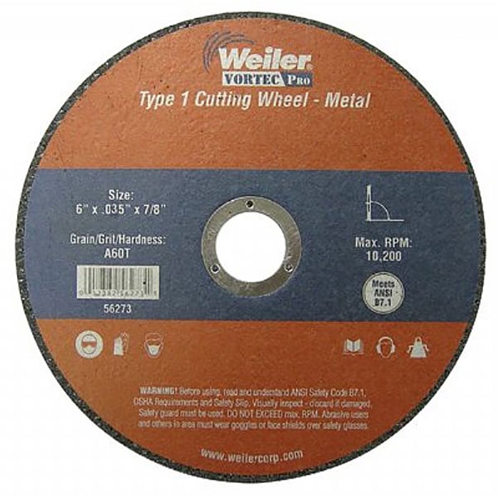 60 Grit 6"D x 0.035"T x 7/8" Arbor Reinforced Cut-Off Wheel