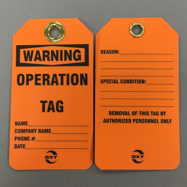 Warning Operation Tag Each