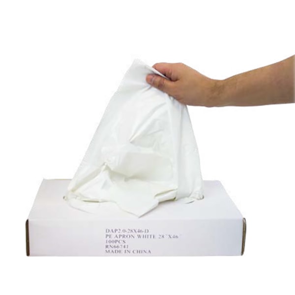 28" x 46" White 2 mil Polyethylene Aprons, 100/Box