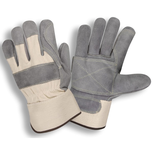 Premium Split Leather White Canvas Back Gloves Dozen