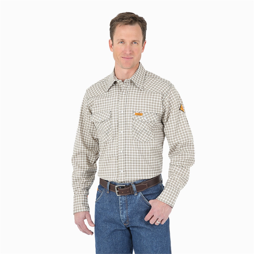 9.5 Cal Flame Resistant Western Long Sleeve Plaid FR Shirt