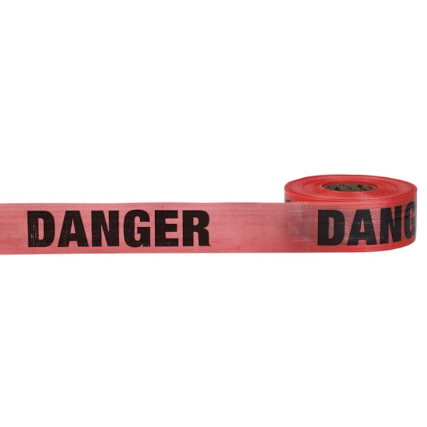 Red Danger 3" x 500' Roll Reinforced Barricade Tape