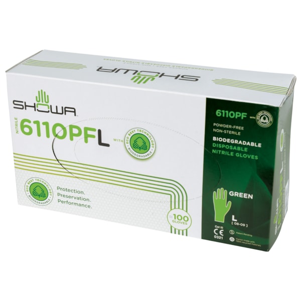 6110PF Biodegradable Disposable Nitrile Gloves 100/Box , Powder-Free