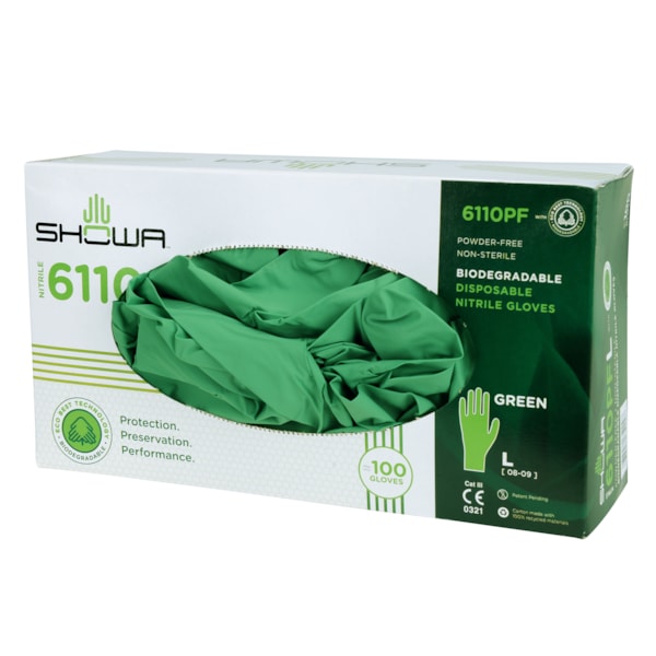 6110PF Biodegradable Disposable Nitrile Gloves 100/Box , Powder-Free