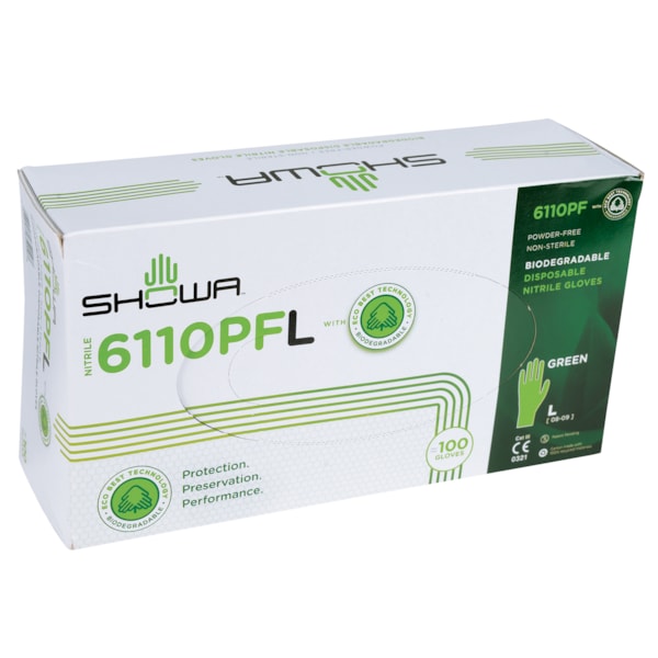6110PF Biodegradable Disposable Nitrile Gloves 100/Box , Powder-Free