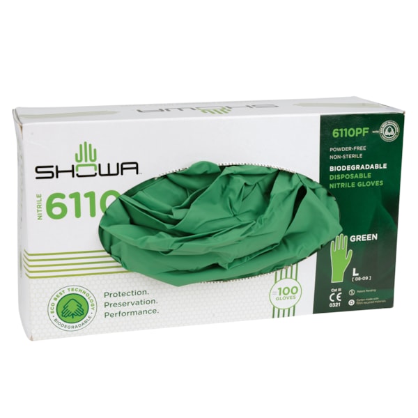 6110PF Biodegradable Disposable Nitrile Gloves 100/Box , Powder-Free