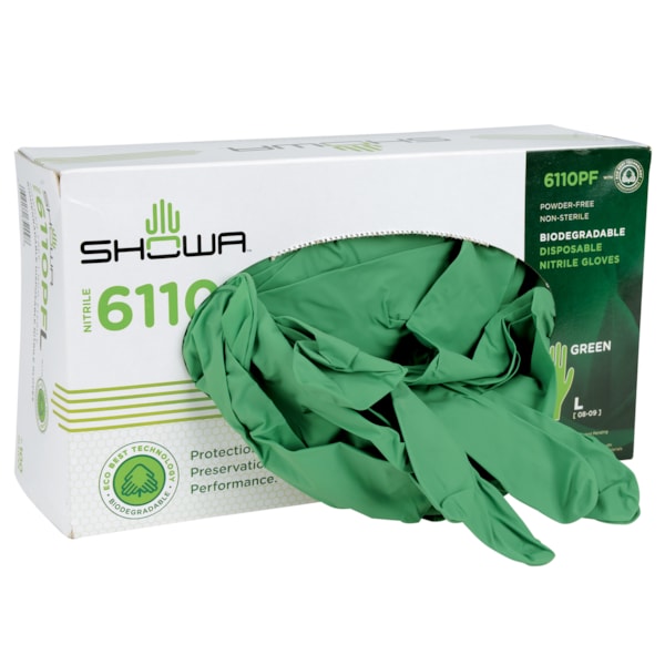 6110PF Biodegradable Disposable Nitrile Gloves 100/Box , Powder-Free