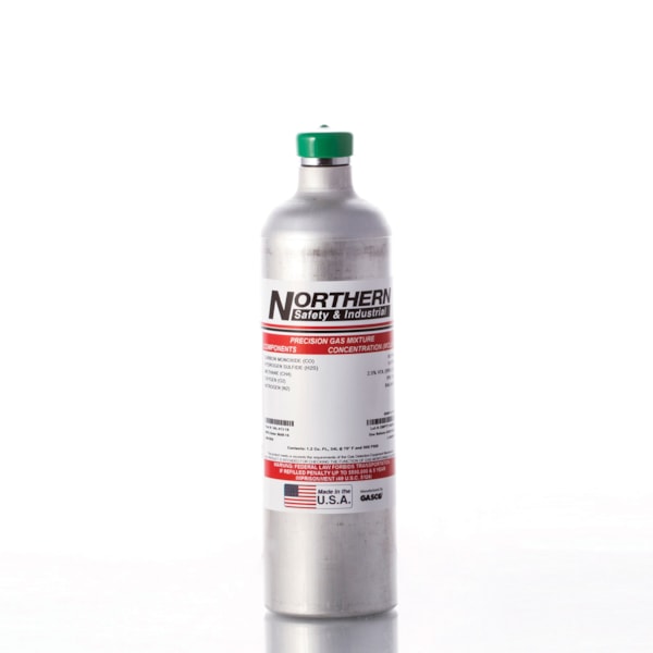 100 PPM/CO, 35% Pentane/25% LEL, 25 PPM/H2S, 19%/O2, Nitrogen Calibration Gas