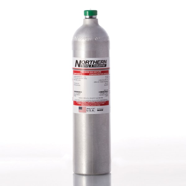 100 PPM/CO, 35% Pentane/25% LEL, 25 PPM/H2S, 19%/O2, Nitrogen Calibration Gas
