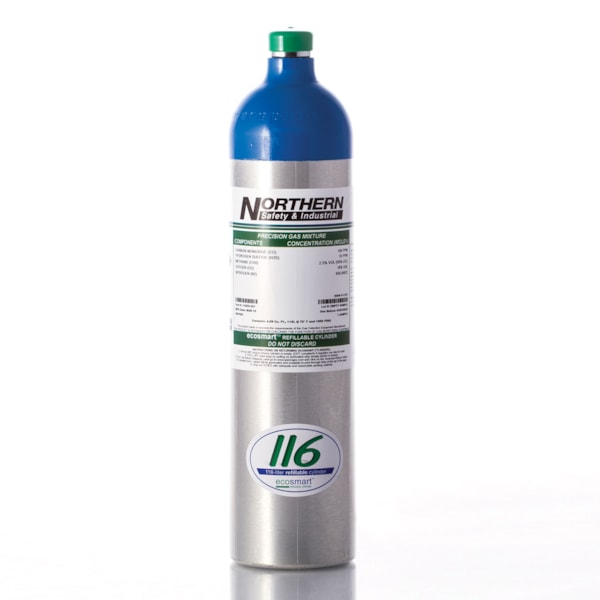 100 PPM/CO, 35% Pentane/25% LEL, 25 PPM/H2S, 19%/O2, Nitrogen Calibration Gas