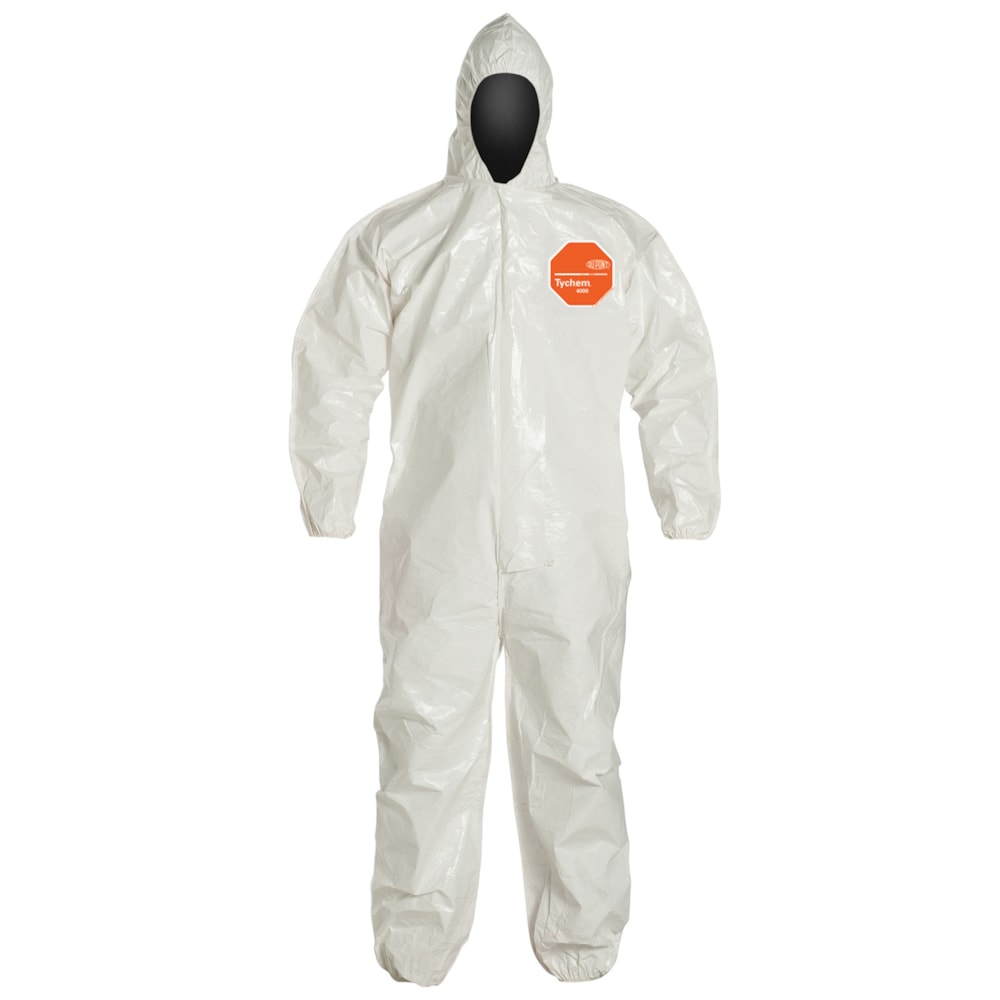 Tychem® 4000 Hood, Elastic Wrists & Ankles Chemical Resistant Coveralls