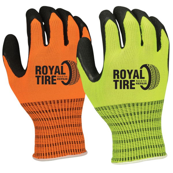 Hi-Vis Rubber Palm Coated String Knit Gloves, Custom Product Add Your Logo