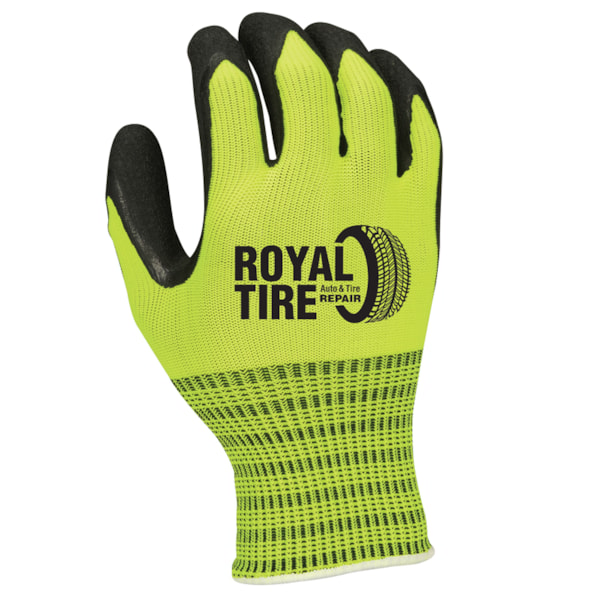 Hi-Vis Rubber Palm Coated String Knit Gloves, Custom Product Add Your Logo