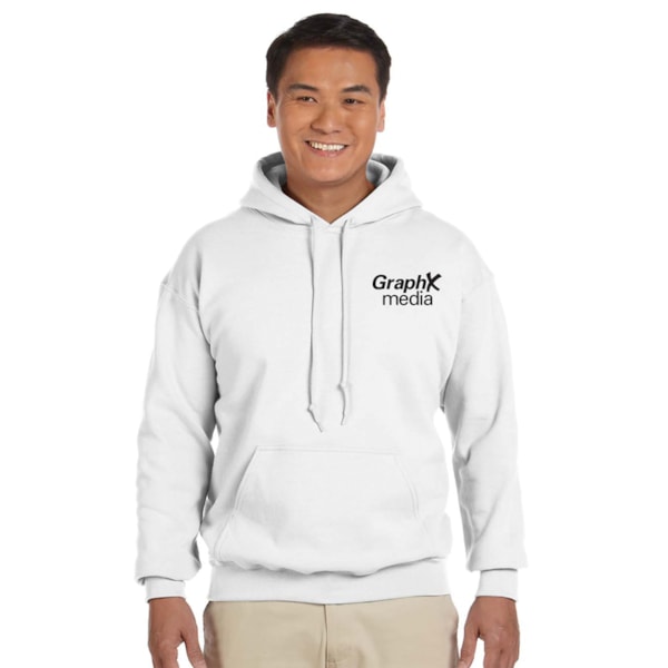 8 oz. Heavy Blend™ 50/50 Fleece Hooded White Sweatshirt, Custom Product Add Your Logo