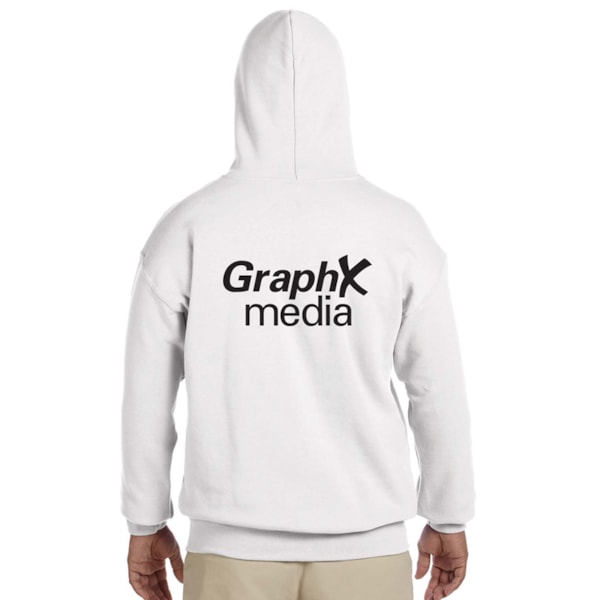 8 oz. Heavy Blend™ 50/50 Fleece Hooded White Sweatshirt, Custom Product Add Your Logo