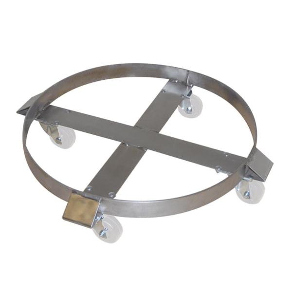 Stainless Steel Drum Dolly Hard Rubber Zinc Plate Swivel Wheels, 900 lb. Capacity, 31 1/2"W x 6"H x 31 1/2"D