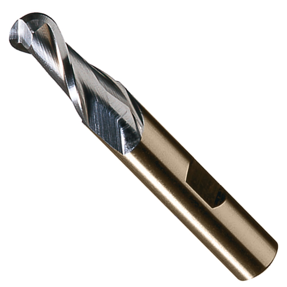 559 Finishing End Mill, 3/8" Dia Cutter, 3/8" Shank, 2 Flutes, HSS-Co, TiN Coating
