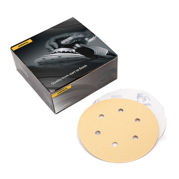 Gold 6" 600 Grit 6-Hole Grip Vacuum Abrasive Sanding Disc 50/Pack