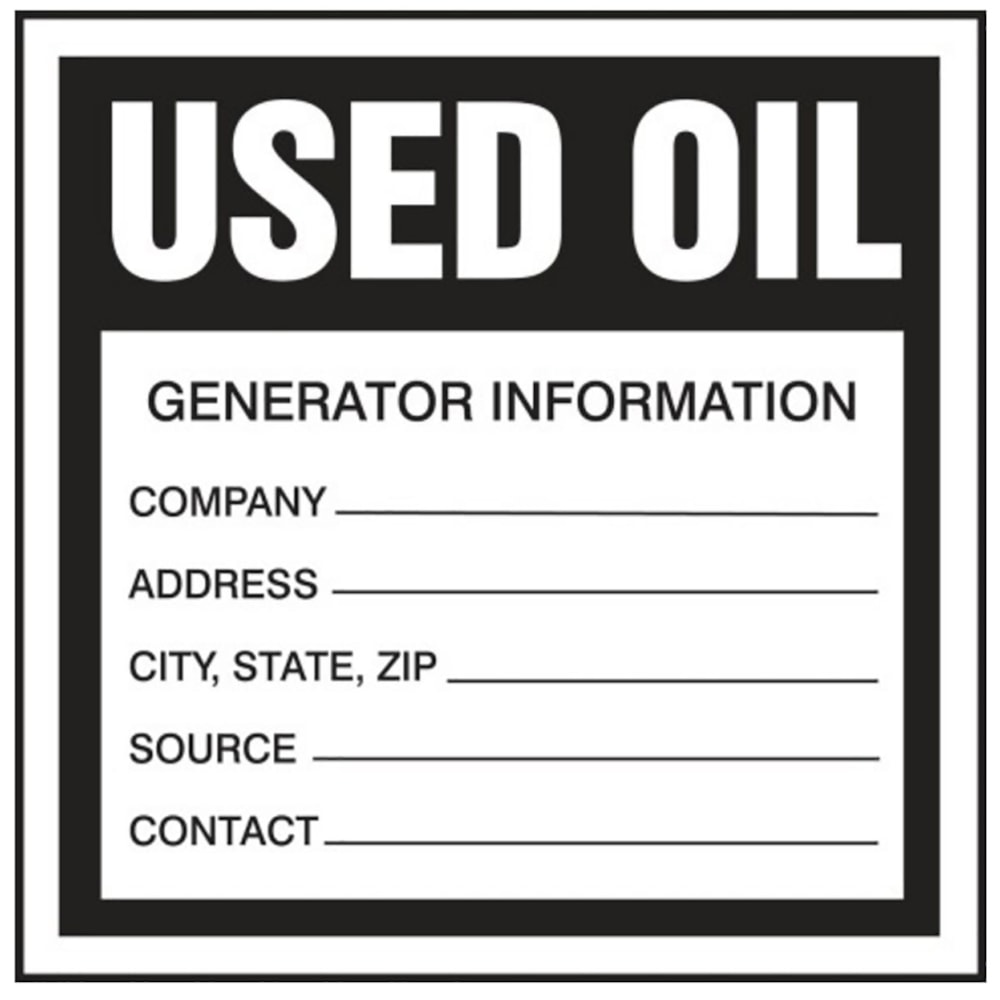 Used Oil 4" x 4" Waste Labels 25/Pack